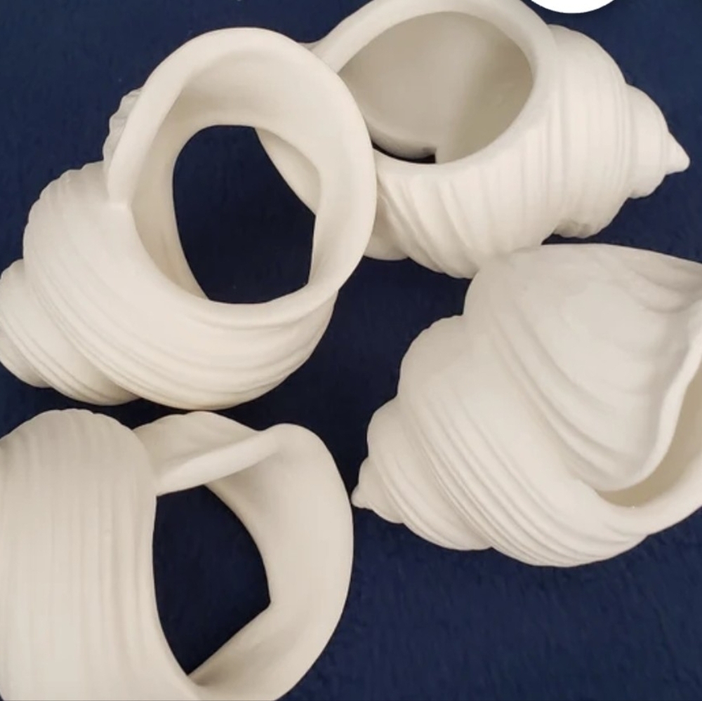 Vintage Alabaster Conch Napkin Rings